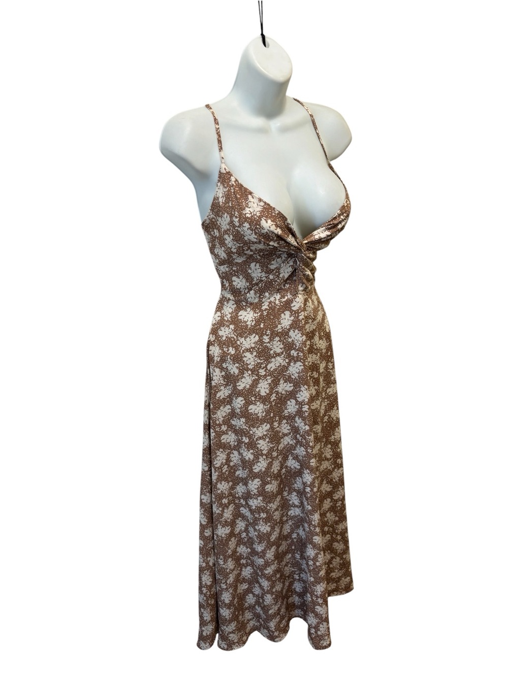 Lulus Picturesque Moments Brown Floral Print Strappy Maxi Dress Sz M Date Night - Picture 5 of 9